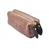 Petite pochette trousse en cuir Vieux Rose