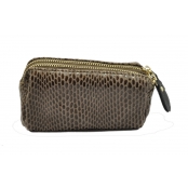 Petite pochette trousse en cuir Taupe