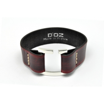 L5014-PM-bordeau - 3700982210950 - D\'OZ pour homme - Bracelet homme Cuir bordeaux taille M