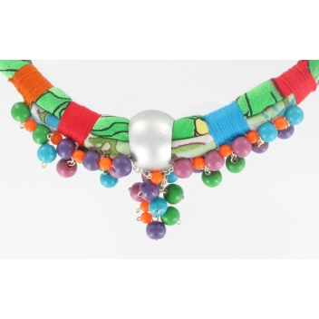 17187 - 3700982205758 - Fanny Fouks - Collier ethnique tissu et perle