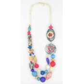 Collier long perles multicolores