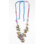 Collier long grappe multicolore