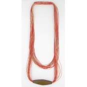 Collier filaire rouge orangé et brun