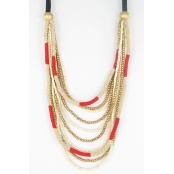 collier long à corde rouge