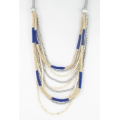 collier long à corde bleu