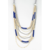 collier long à corde bleu