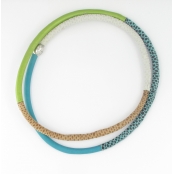 Bracelet / collier en cuir Tons bleu vert