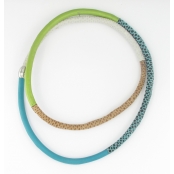 Bracelet / collier en cuir Tons bleu vert