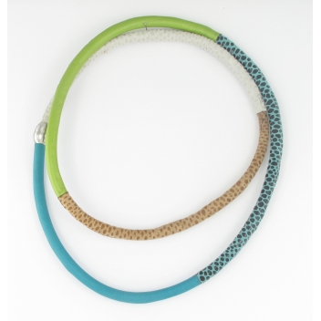23544 - 3700982203525 - Fanny Fouks - Bracelet / collier en cuir Tons bleu vert