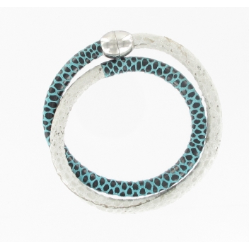 23545 - 3700982203532 - Fanny Fouks - bracelet en cuir blanc et bleu