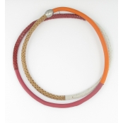 Bracelet / collier en cuir Tons rouge orangé