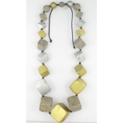 Collier long argenté et doré