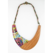 Collier plastron floral bimatière