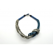 Collier noeud Gris et bleu