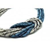 Collier noeud Gris et bleu