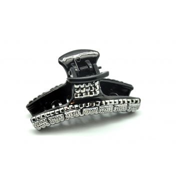 OM004_HEMATI - 3700982207363 - Anne Ghez by Fanny Fooks - Pince crabe rétro 7 cm Hematite - 3
