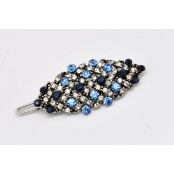 Barrette en forme d'amande Strass bleu