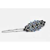 Barrette en forme d\'amande Strass bleu