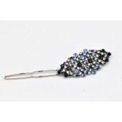 Barrette en forme d'amande Strass bleu