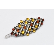 Barrette en forme d\'amande Strass topaze