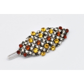 Barrette en forme d'amande Strass topaze