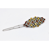 Barrette en forme d'amande Strass topaze