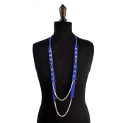 Collier long bleu électrique