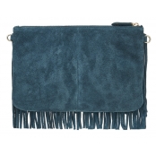 Pochette à franges ET chargeur de téléphone Bleu