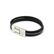 Bracelet Elitic 3 Cuirs Noir et gris M