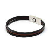 Bracelet Elitic 3 Cuirs Chocolat et noir L