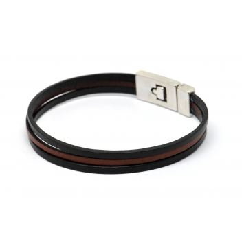 E3C14-choc-L - 3700982208216 - Magnum - Bracelet Elitic 3 Cuirs Chocolat et noir L - France - 5