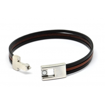 E3C14-choc-L - 3700982208216 - Magnum - Bracelet Elitic 3 Cuirs Chocolat et noir L - France - 2