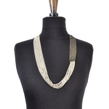 CCA039 - 3700982209350 - Nataraj - Long collier 15 rangs Argenté et noir - 3