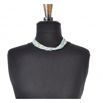 CCA059 - 3700982209367 - Nataraj - Collier court 10 rangs Argenté et turquoise