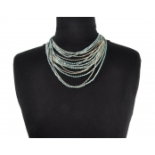 Collier 15 rangs Argenté et turquoise