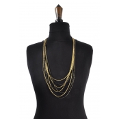 Collier long 8 rangs Doré et noir