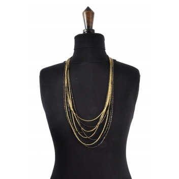CCD049 - 3700982209435 - Nataraj - Collier long 8 rangs Doré et noir - 3