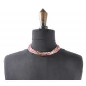 Collier 10 rangs Argenté et rose