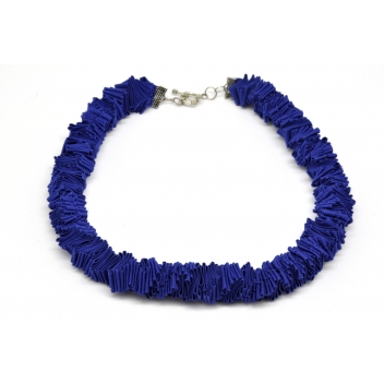  - 3700982212619 - Siyalu - Collier ethnique Petit modèle Tissu bleu marine - 2