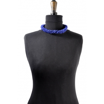  - 3700982212619 - Siyalu - Collier ethnique Petit modèle Tissu bleu marine - 4