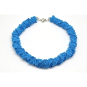 Collier ethnique Petit modèle Tissu bleu turquoise