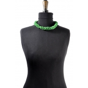 Collier ethnique Petit modèle Tissu vert