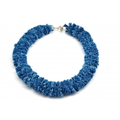 Collier ethnique Gros modèle Tissu tons turquoise