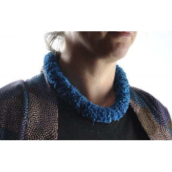  - 3700982212640 - Siyalu - Collier ethnique Gros modèle Tissu tons turquoise - 2