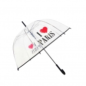 Parapluie cloche transparent I love Paris