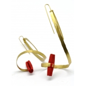 Boucles d'oreille soie XL Rouge