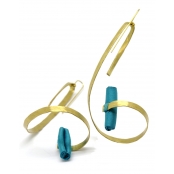 Boucles d\'oreille soie XL Turquoise