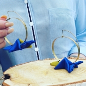 Boucles d\'oreille Frecce XXL bleu et mordoré
