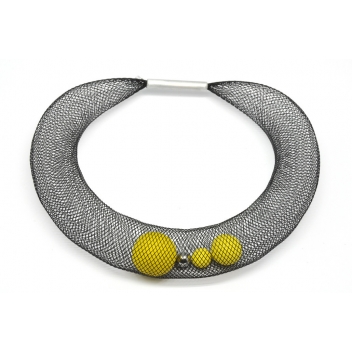 33citron - 3700982213364 - Elena Valenti - Ras de cou Ciambella Grande - Résille & fimo citron