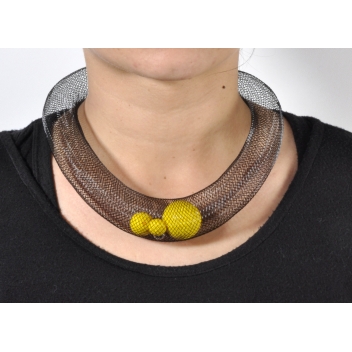 33citron - 3700982213364 - Elena Valenti - Ras de cou Ciambella Grande - Résille & fimo citron - 2